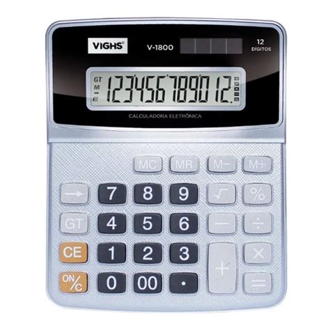 Calculadora De Mesa V Digitos Visor Lcd Prata Vighs