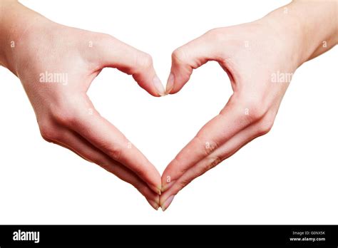 Two Hands Forming Together Heart Shape In Love Stock Photo Alamy