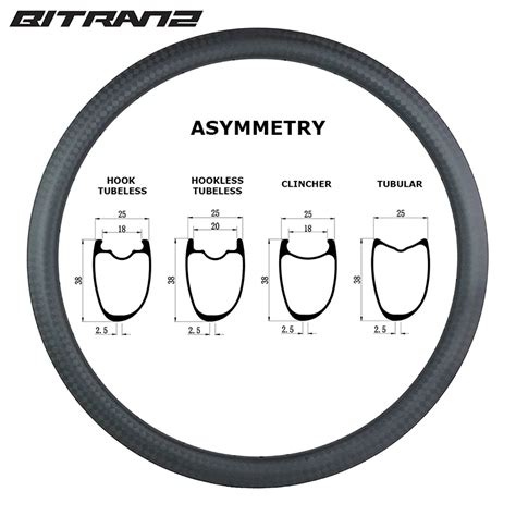 Asymmetric C Mm Clincher Tubeless Road Bike Carbon Rims Mm Wide