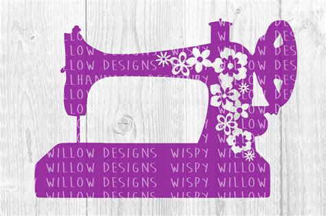 Floral Vintage Sewing Machine Svgdxfepspngpdf By Wispy Willow