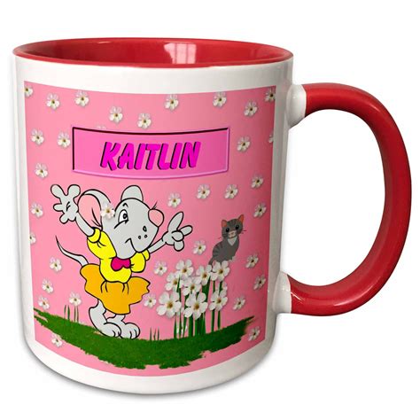 Kaitlin - Decorative Name Specific Childrens Art 15oz Two-Tone Red Mug