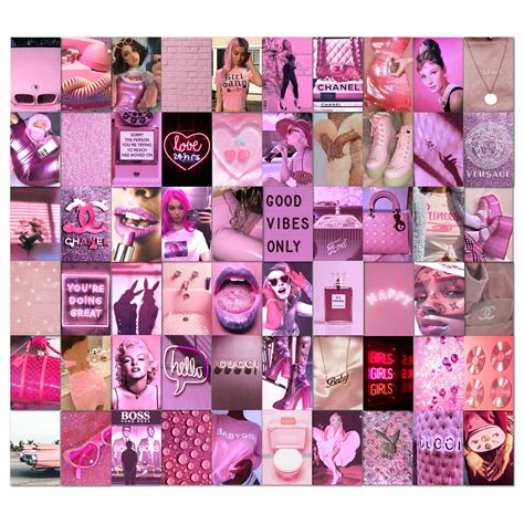 Wall Collage Kit Boujee Aesthetic Pink And Purple Digital Etsy