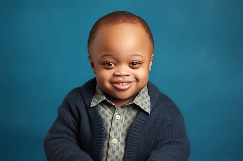 Portrait En Studio D un Mignon Petit Garçon Atteint Du Syndrome De Down