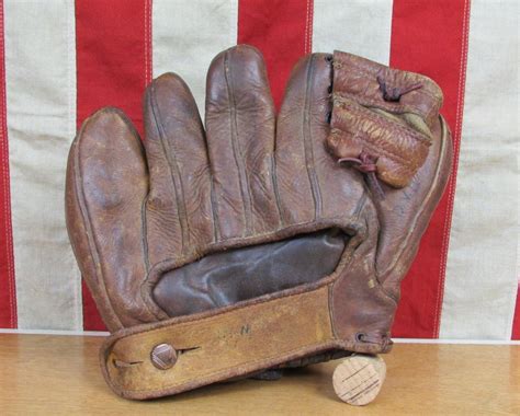 Vintage 1940s Marathon Leather Split Finger Baseball Glove Hof Pee Wee