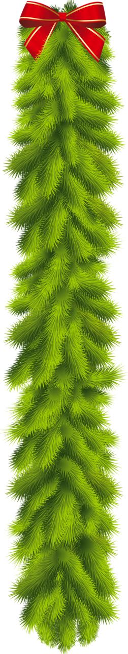 Transparent Christmas Pine Garland With Red Bow Clipart Pine Garland