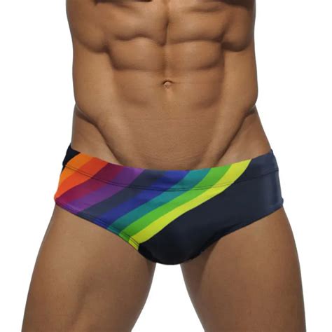 Men Swimsuit Swim Briefs Sexy Bikini With Detachable Penis Pad Swimming Shorts Trunks Gay