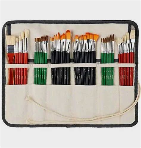 41 Pieces Paint Brush Set, Expert Series, Enhanced Synthetic Brush Set With Cloth Roll for ...