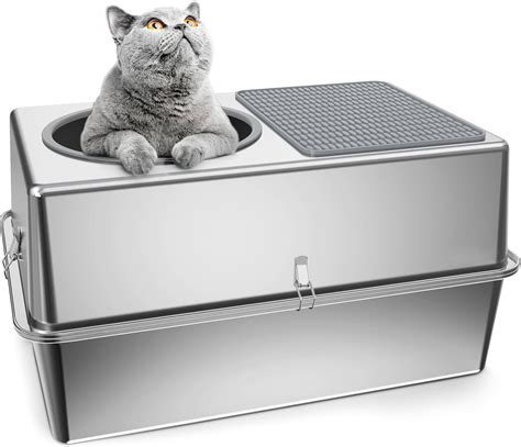 Amazon Stainless Steel Cat Litter Box Entirely Metal Top Entry