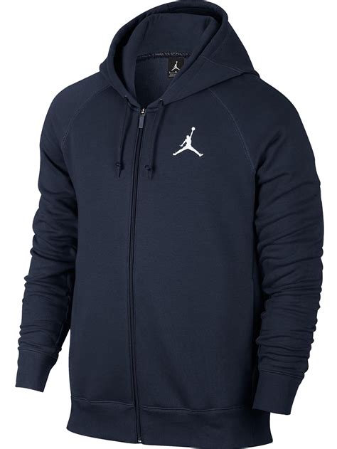 Jordan Flight Fleece Mens Full Zip Hoodie Obsidian Bluewhite 823064