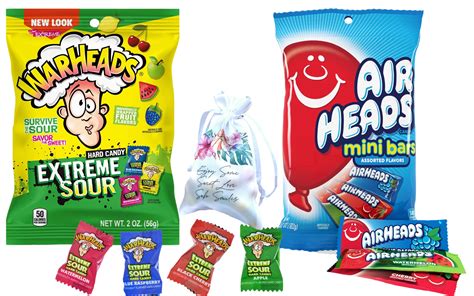 Warheads Sour Hard Candy And Airheads Mini Bars Assorted Flavors Bundle Perfect For Celebrations