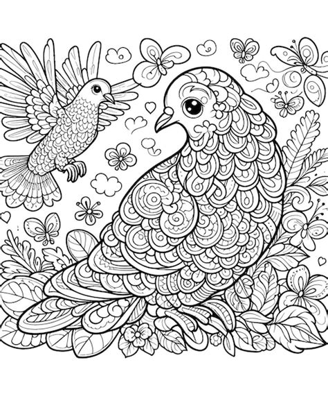 Pigeon Coloring Page Vector Carton Illustration Premium Ai Generated