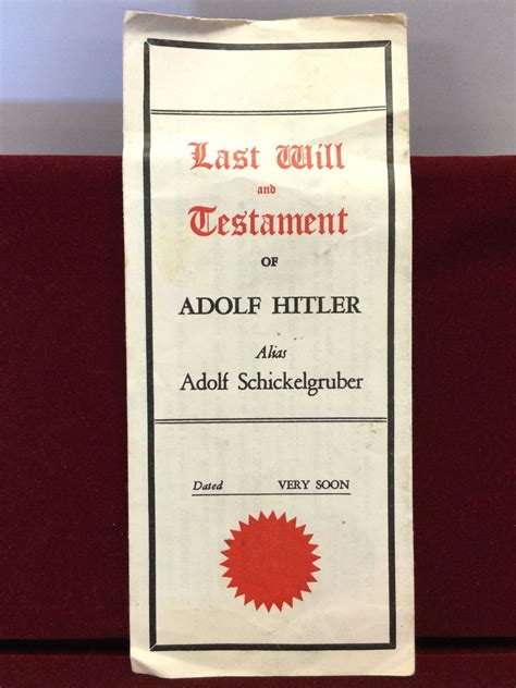 Adolf Hitler's Last Will and Testament