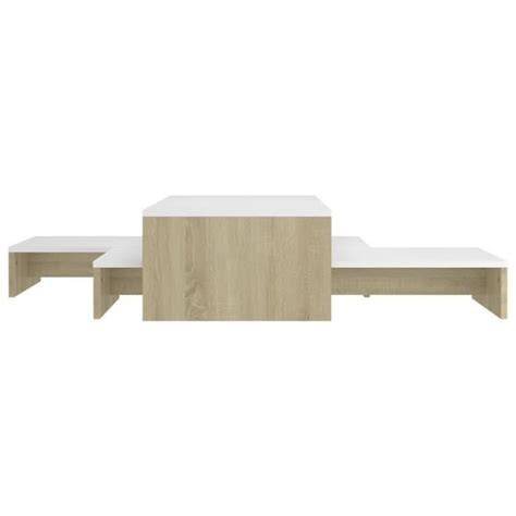 Zerodis Ensemble Tables Basses Gigognes Blanc Et Ch Ne X X Cm