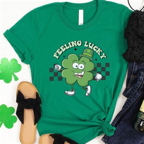 Feeling Lucky Shamrocks St Patricks Day Shirt Happy Lucky St Paddys