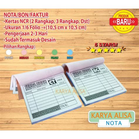 Jual Notanota Customnota Toko Onlinebonfakturkwitansicetak Nota