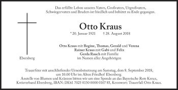 Traueranzeigen Von Otto Kraus Sz Gedenken De