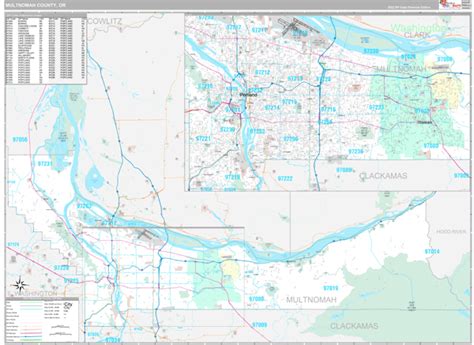 Multnomah County, OR Carrier Route Wall Map Premium Style by MarketMAPS ...