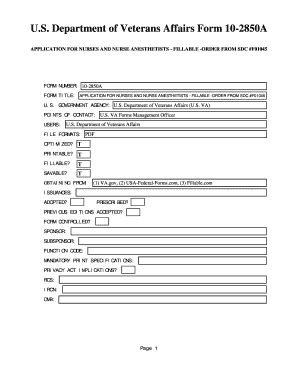 Fillable Online U S Department Of Veterans Affairs Form A Pdf