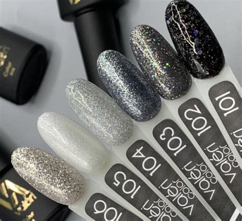 Гель-лак Valeri color №101 Черный с голографическими блестками, 6 мл от ...