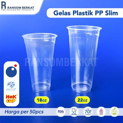 Jual Gelas Plastik PP Plastic Cup Slim Flat Berbagai Macam Ukuran