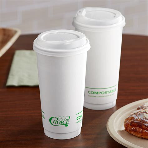 EcoChoice Oz Smooth Double Wall White Compostable Paper Hot Cup And PLA Lid Pack
