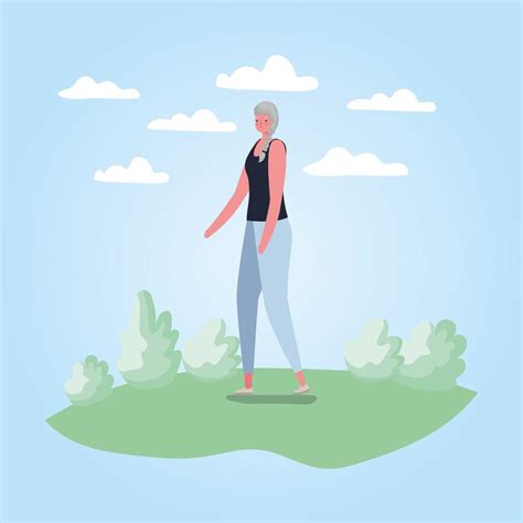 Senior citizen woman walking in the park 2083762 Vector Art at Vecteezy