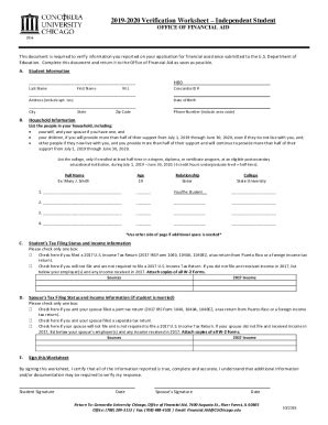 Fillable Online Fillable 20192020 V5 Verification Worksheet Independent