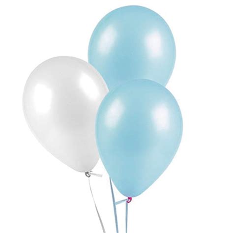 Pack De Globos Perlados 12 Pulgadas Celestes Y Blancos X 10 Uniddes