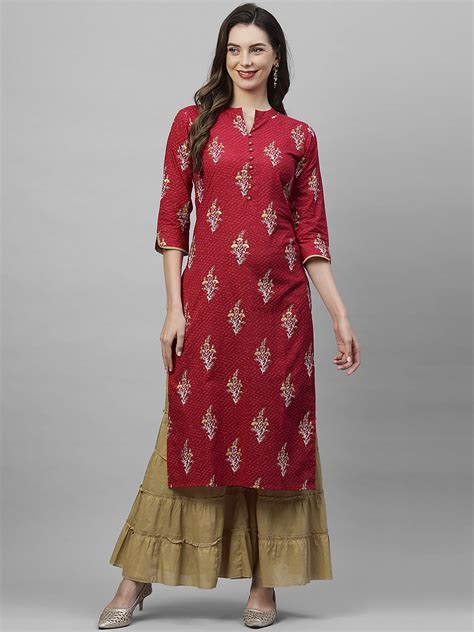 Buy Indo Era Women Red Ethnic Motifs Printed Kurta Kurtas For Women