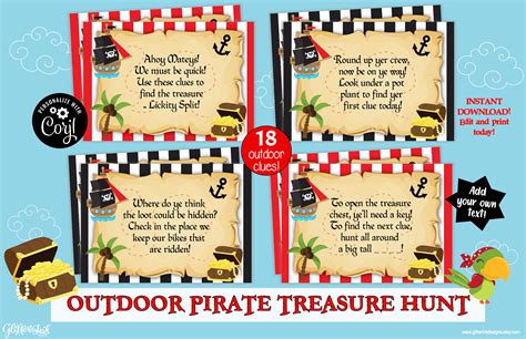 Pirate party scavenger hunt outdoors / Pirate treasure hunt | Etsy