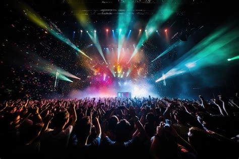 Premium Photo | Concert crowd at a music festival cheering crowd and ...