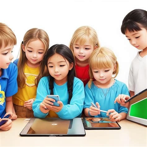 Premium Photo Photo Kids Using Tablet During Lesson Ai Generate