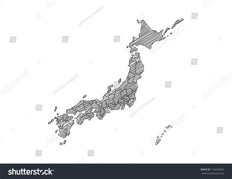 Hand Drawn Map Japan Black On Stock Vector Royalty Free 716645833