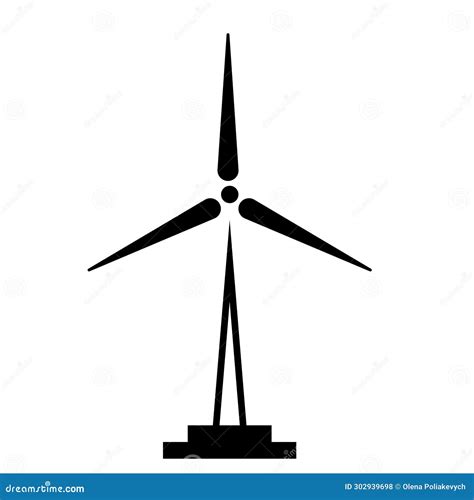 Black Silhouette Icon Of A Wind Turbine Vector Illustration Eps 10 Stock Vector Illustration