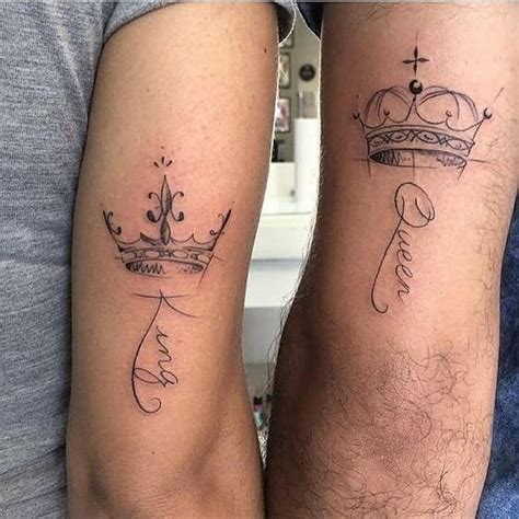 Matching Couple Tattoos Ideas His Hers King And Queen Tattoo Couple