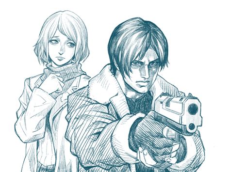 Ashley and Leon, drawn by SaneKazura : r/residentevil