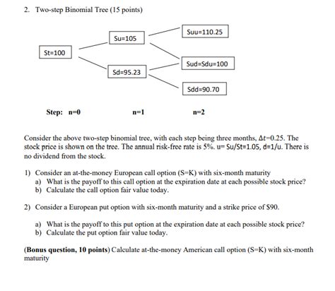 Solved Two Step Binomial Tree Points Step N N Chegg