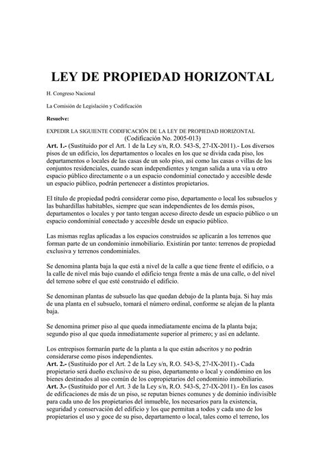 Ley De Propiedad Horizontal PDF