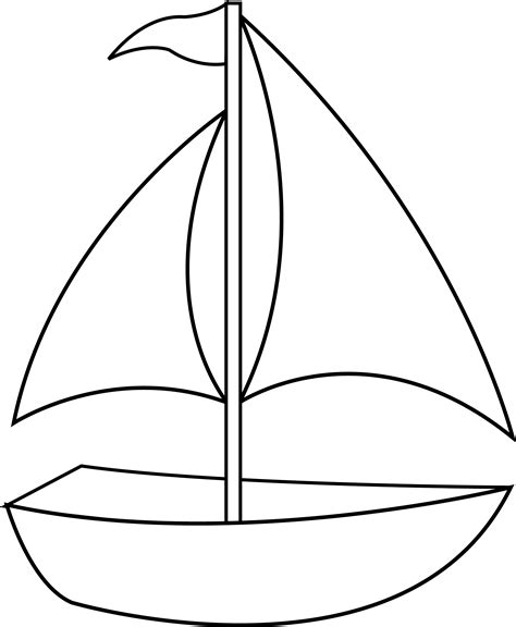 Colorable Sailboat Line Art - Free Clip Art