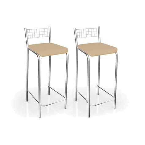 Kit 2 Banquetas Sala Jantar Gênova B705CR Un Cromada Nude Kappesberg MadeiraMadeira