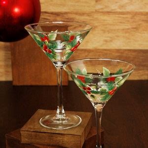 Christmas Martini Glasses, Pair, Hand Painted - Etsy