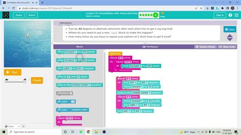 L13 6 Code Org Express 2021 Lesson 13 Snowflakes With Anna And