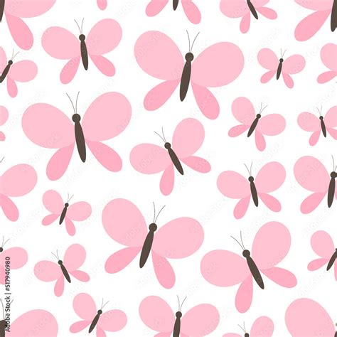 Seamless Pattern Pink Butterflies Vector Illustration Stock Vector