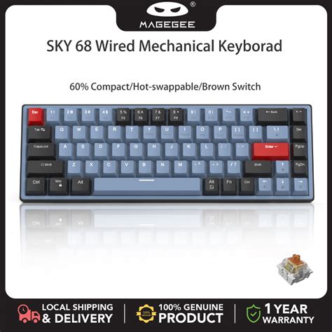 MageGee 60 Mechanical Gaming Bluetooth Keyboard Wireless 68 Keys Hot Swappable Compact RGB