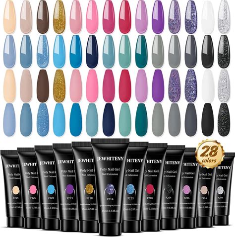 Amazon Modelones Poly Nail Gel Set Colors Pink Confetti Collection Nude Pink Glitter