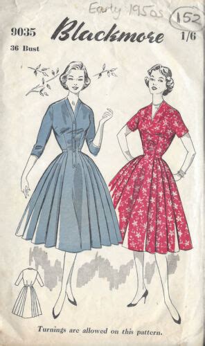 1950s Vintage Sewing Pattern DRESS B36 152 EBay