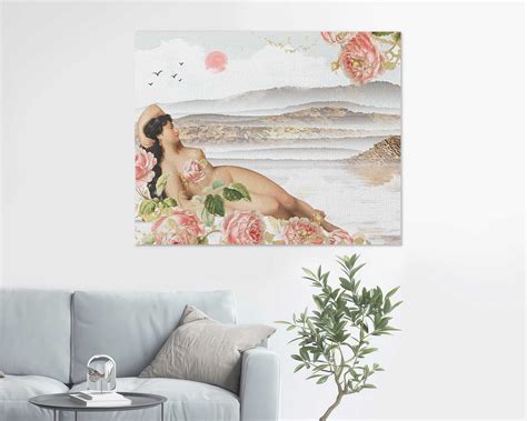 Naked Woman Canvas Wall Art 5 Panel Nature Painting Pictures Etsy
