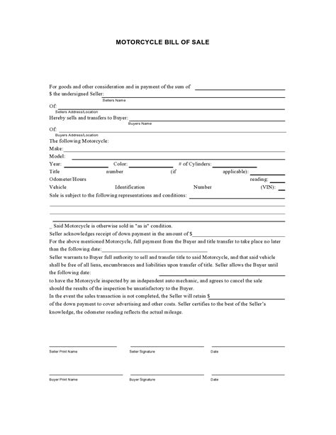 29 Printable Motorcycle Bill Of Sale Forms Free Templatearchive