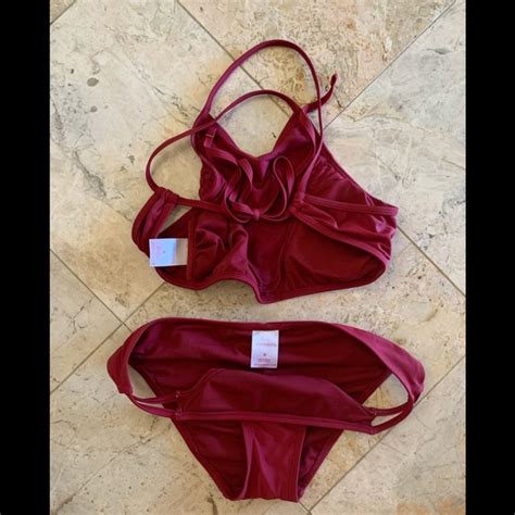 Xhilaration Swim Nwot Xhilaration Burgundy Piece Bikini Set Top