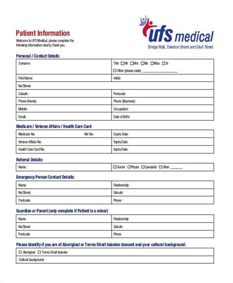 Free 9 Sample Medical Information Forms In Pdf Ms Word Excel